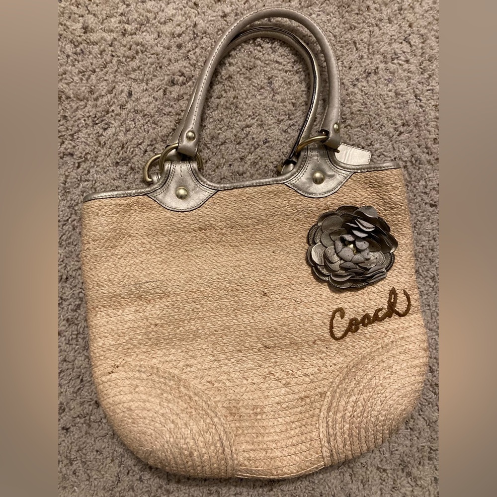 Large Blecker Coach natural straw tote